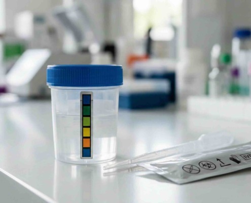 Medical drug testing kit with a collection cup