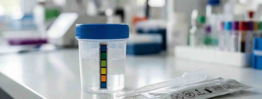 Medical drug testing kit with a collection cup